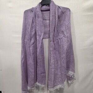 Sasso+Smyth Linen Blend NWT‎ Purple Scarf with Fringe One Size Made Italy New
